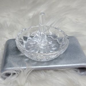 VINTAGE Ring Holder  Crystal Glass Vanity Table Accessory Accent Piece Jewelry